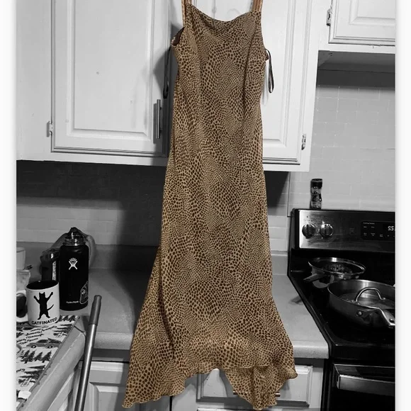 Chiffon Lined Leopard Dress evening cocktail party dress womens - Picture 1 of 12